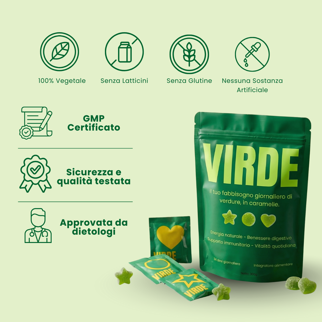 VIRDE - Il Tuo Fabbisogno Giornaliero di Verdure in Caramelle