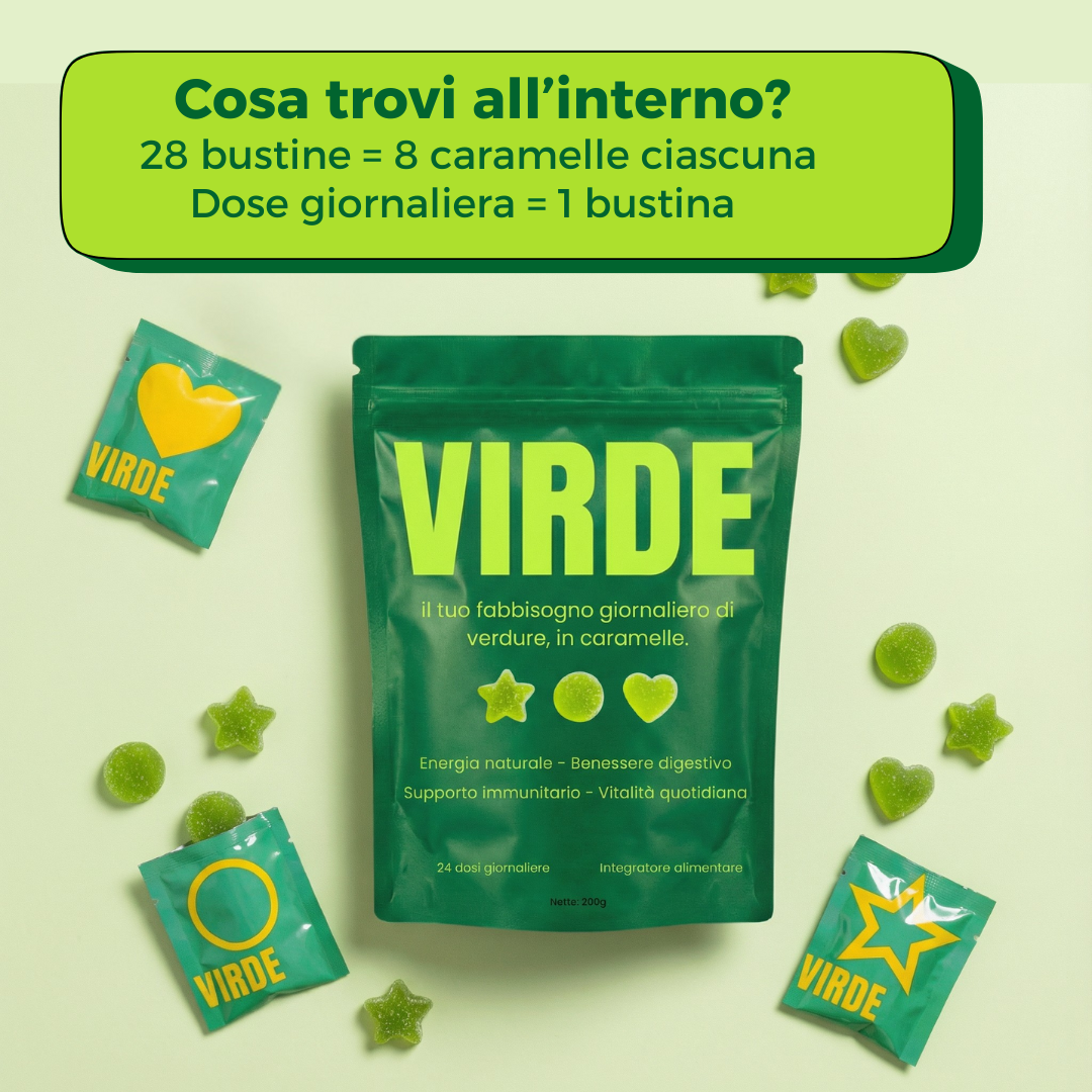 VIRDE - Il Tuo Fabbisogno Giornaliero di Verdure in Caramelle